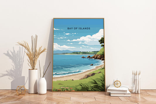 Bay Of Islands New Zealand Travel Print Poster - Pitchers Design