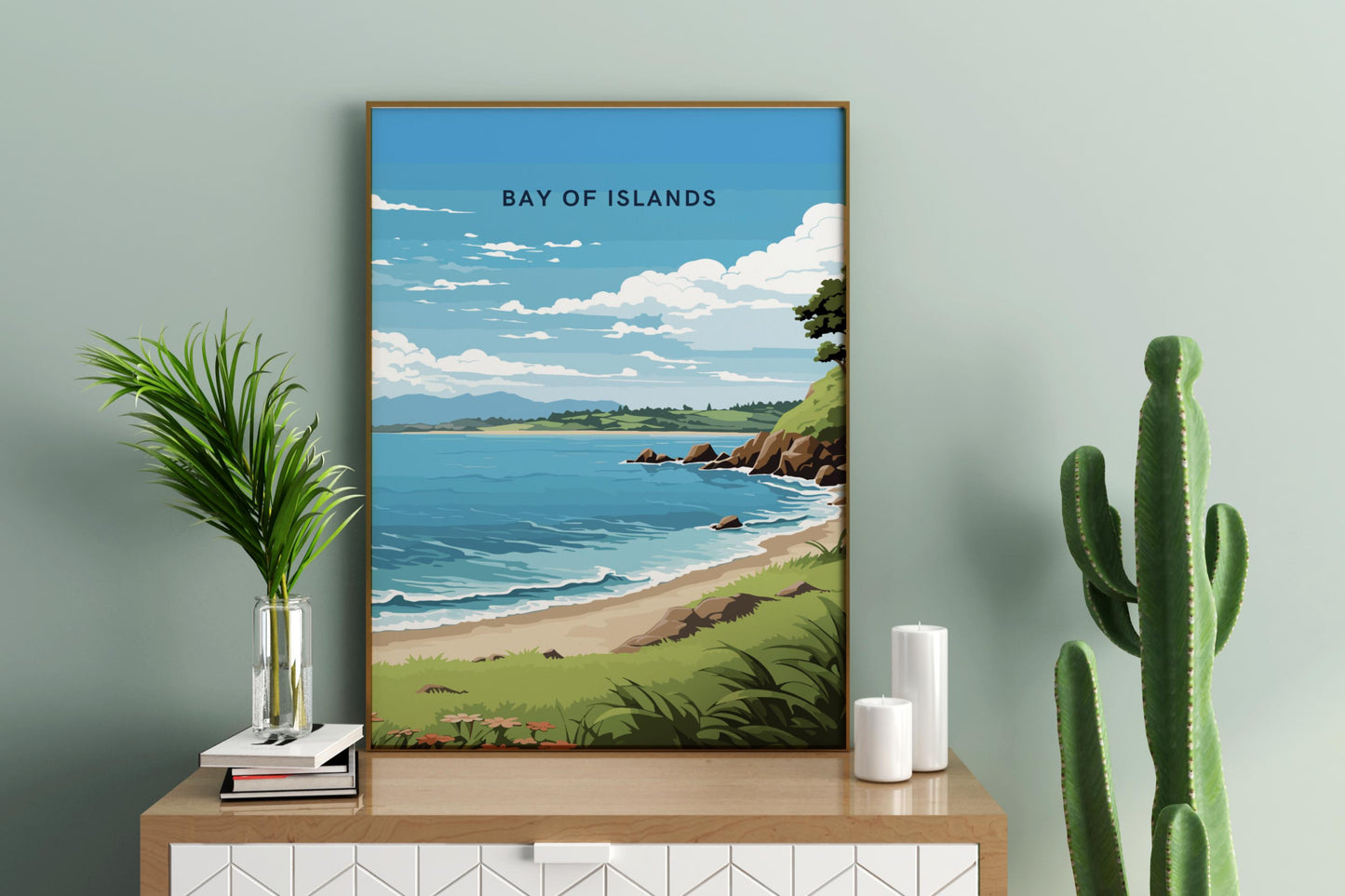 Bay Of Islands New Zealand Travel Print Poster - Pitchers Design