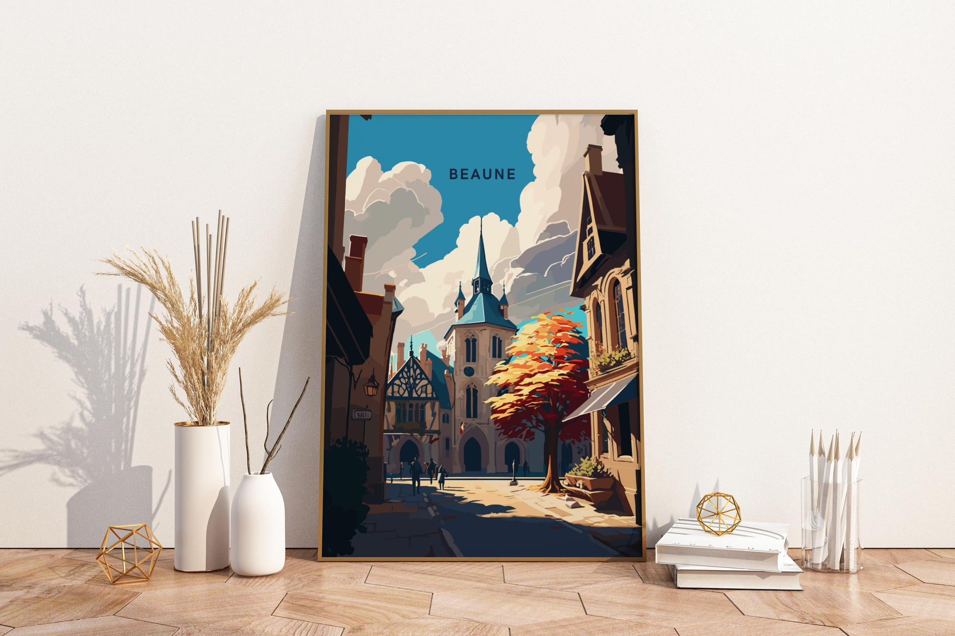 Beaune France Travel Print Poster - Pitchers Design