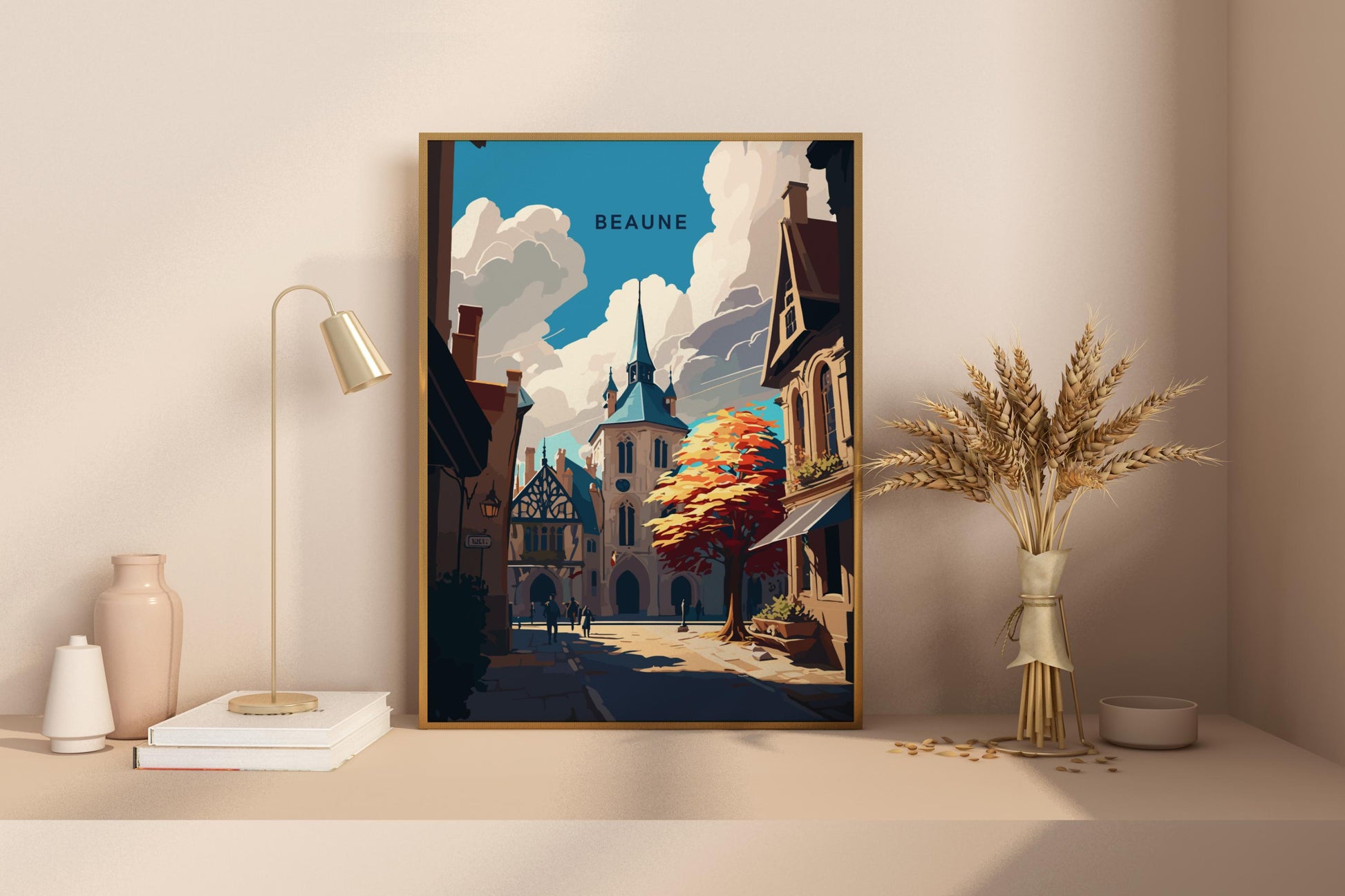 Beaune France Travel Print Poster - Pitchers Design