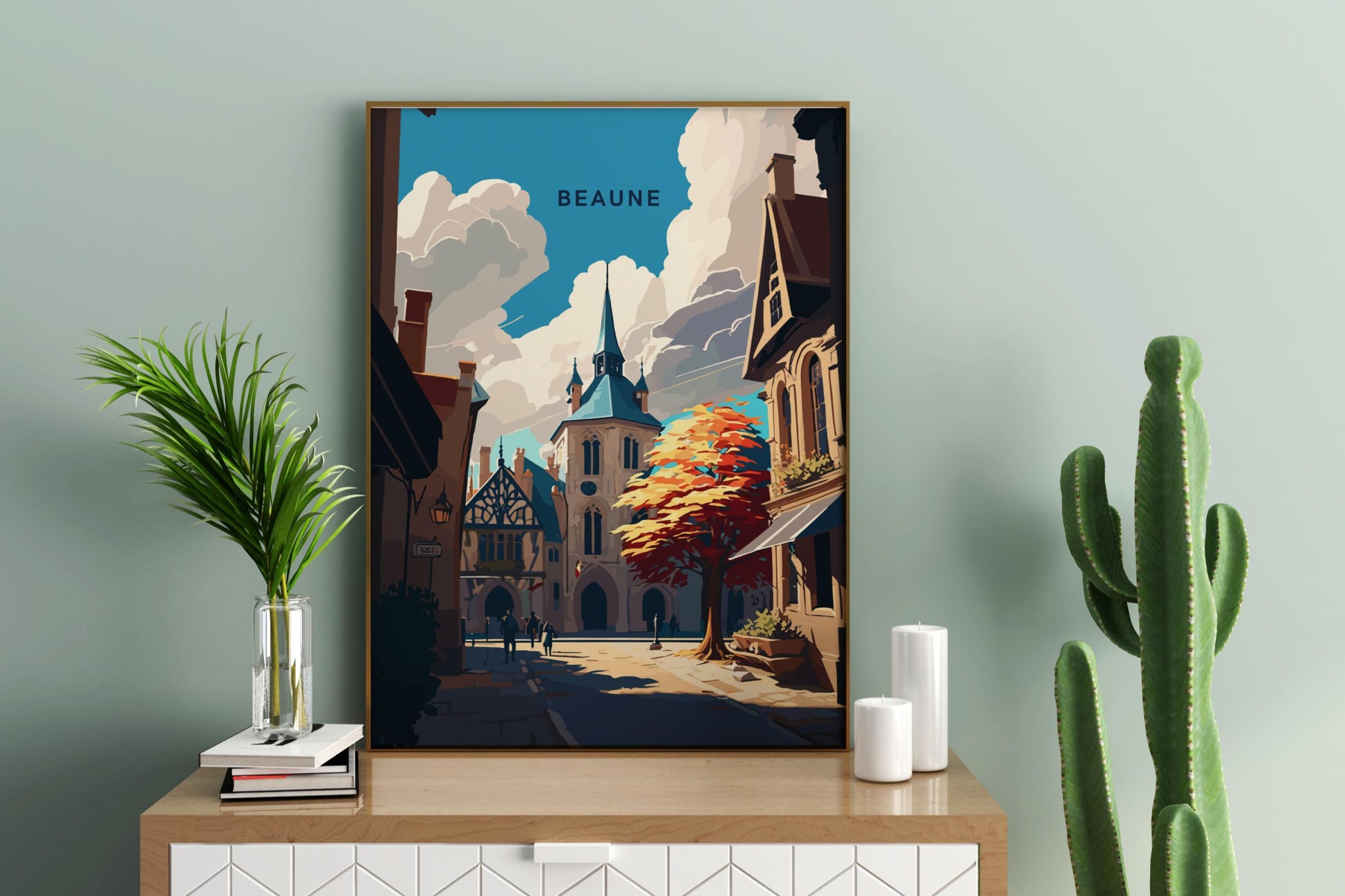 Beaune France Travel Print Poster - Pitchers Design