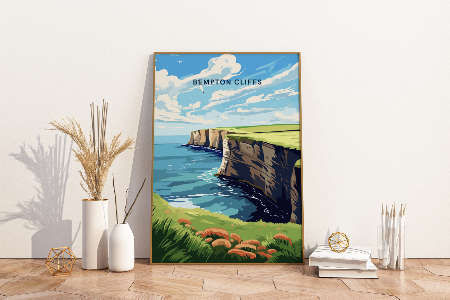 Bempton Cliffs England UK Travel Print Poster