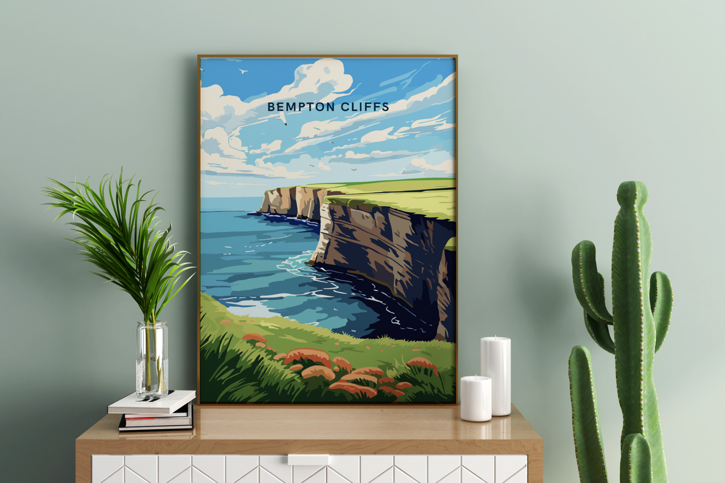 Bempton Cliffs England UK Travel Print Poster