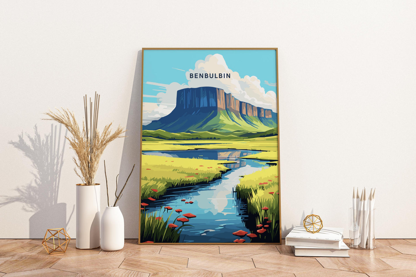 Benbulbin Ireland Travel Print Poster - Pitchers Design