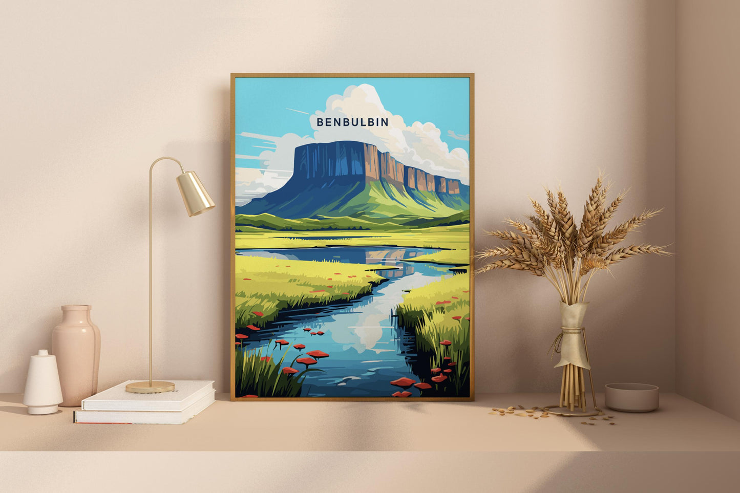 Benbulbin Ireland Travel Print Poster - Pitchers Design