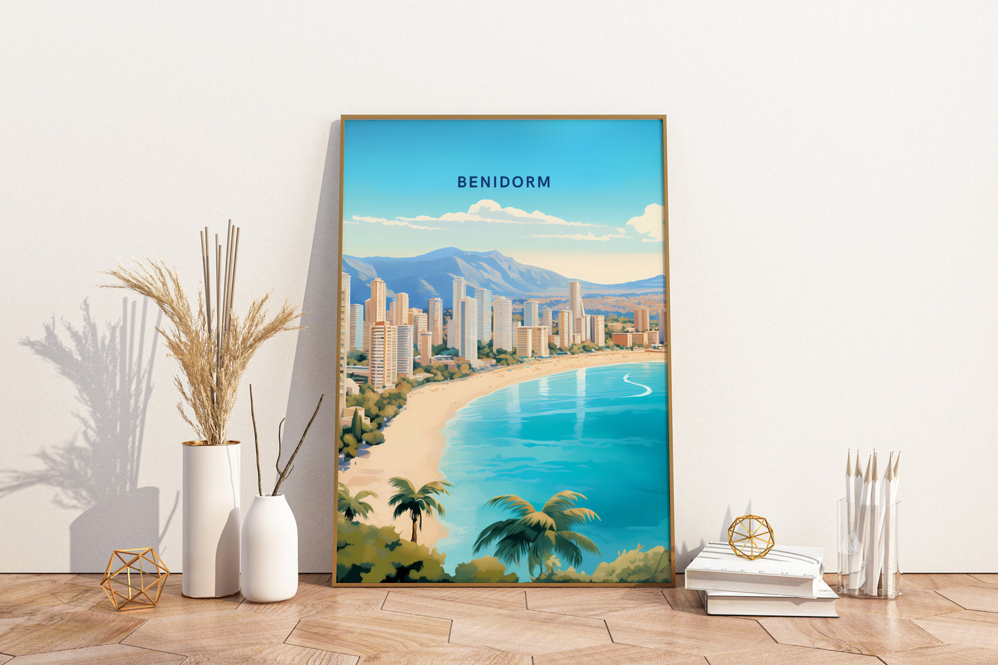 Benidorm Spain Travel Print Poster - Pitchers Design