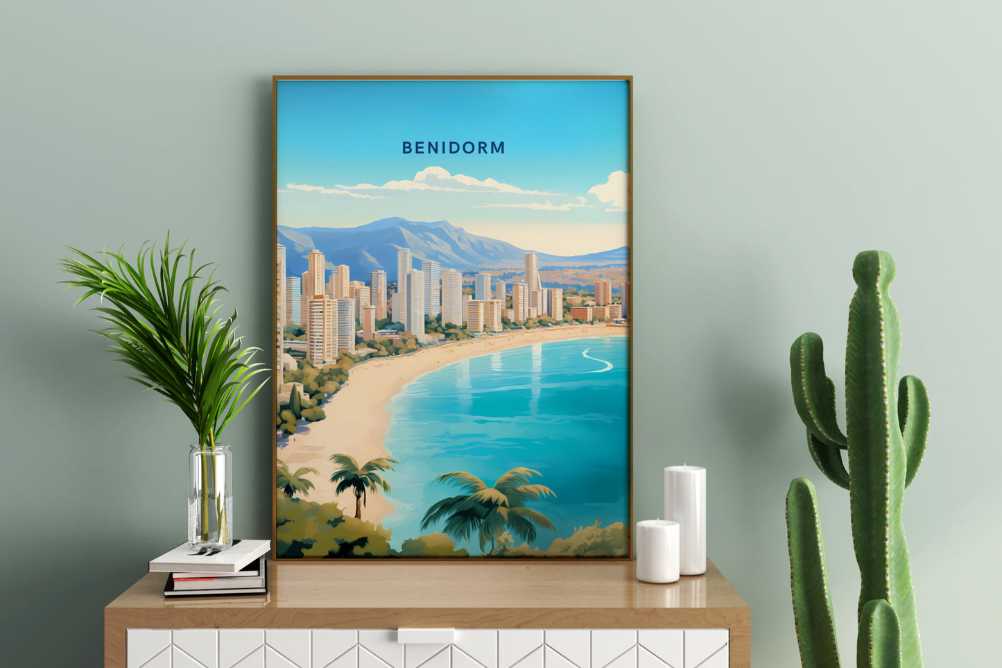 Benidorm Spain Travel Print Poster - Pitchers Design