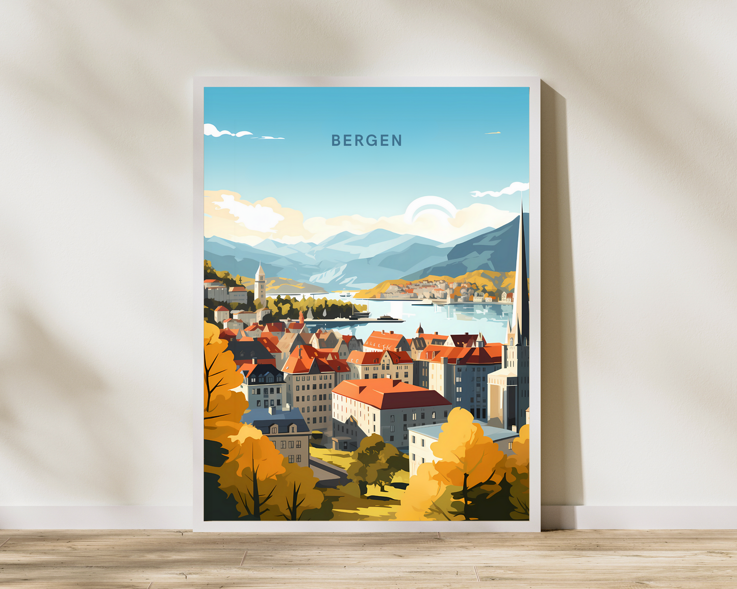 Bergen Norway Travel Poster Print - Pitchers Design