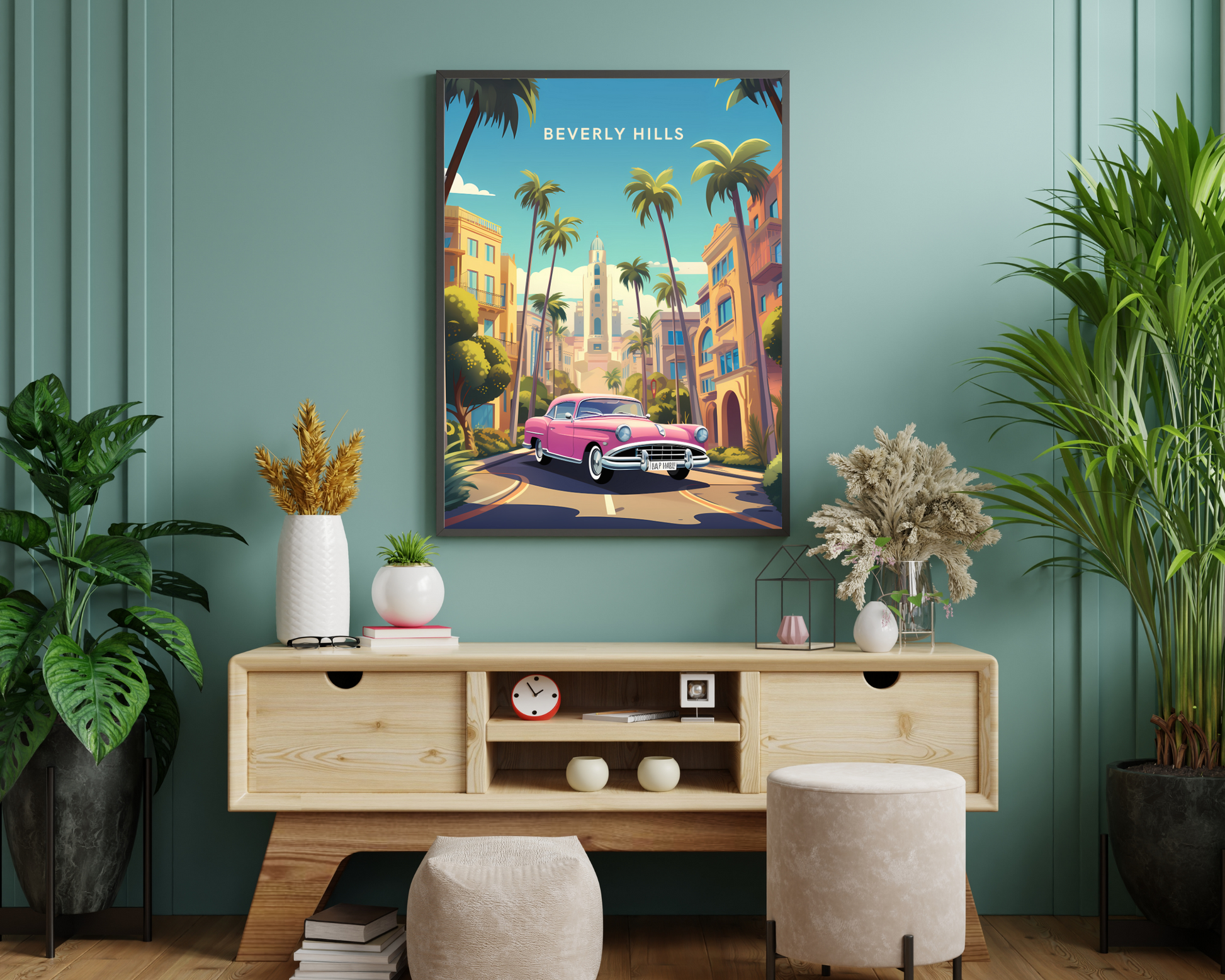 Beverly Hills Los Angeles USA Travel Poster Print - Pitchers Design