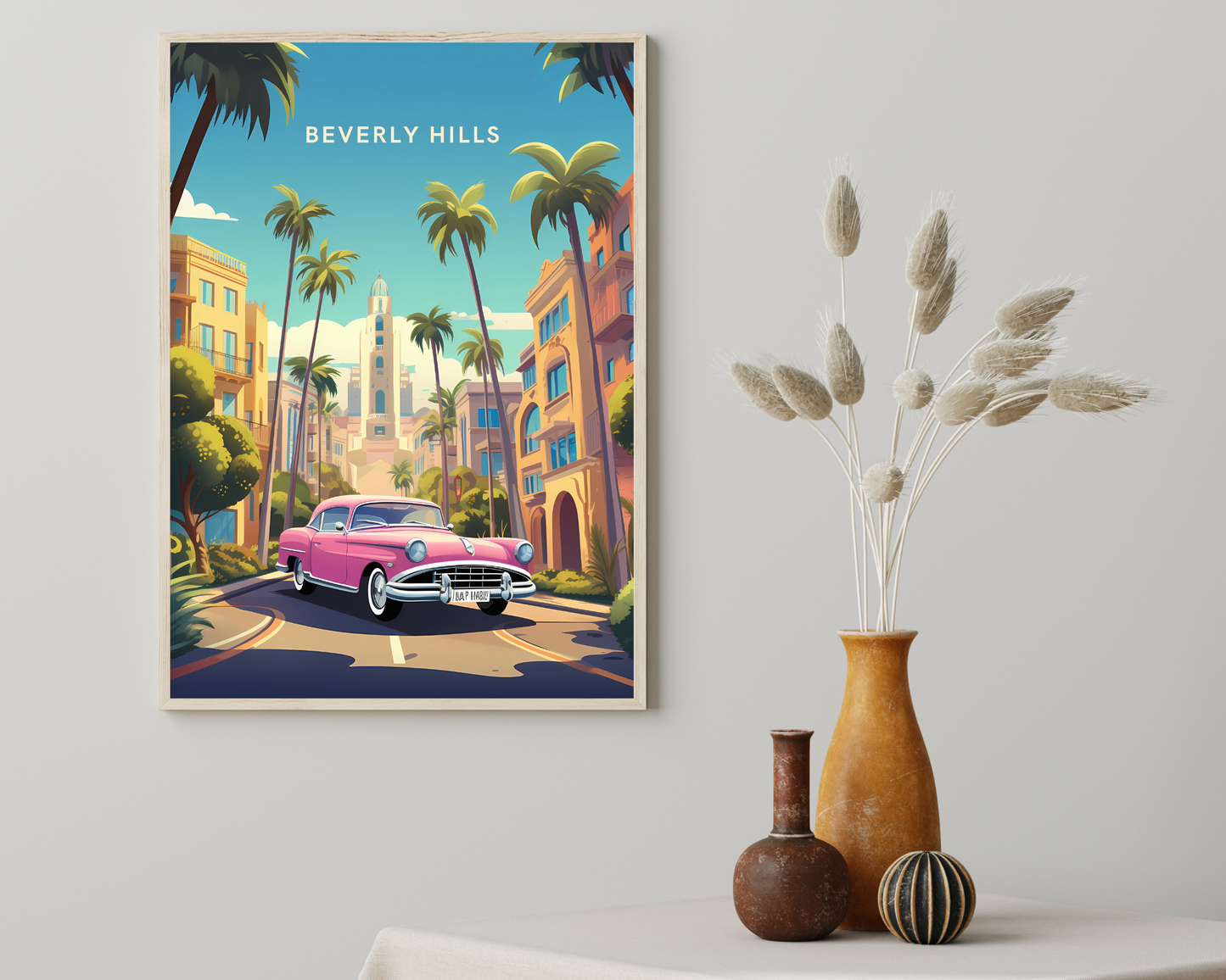 Beverly Hills Los Angeles USA Travel Poster Print - Pitchers Design