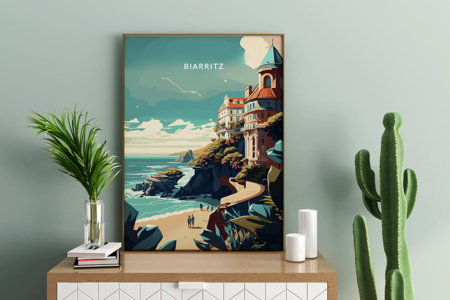 Biarritz Beach France Travel Print Poster