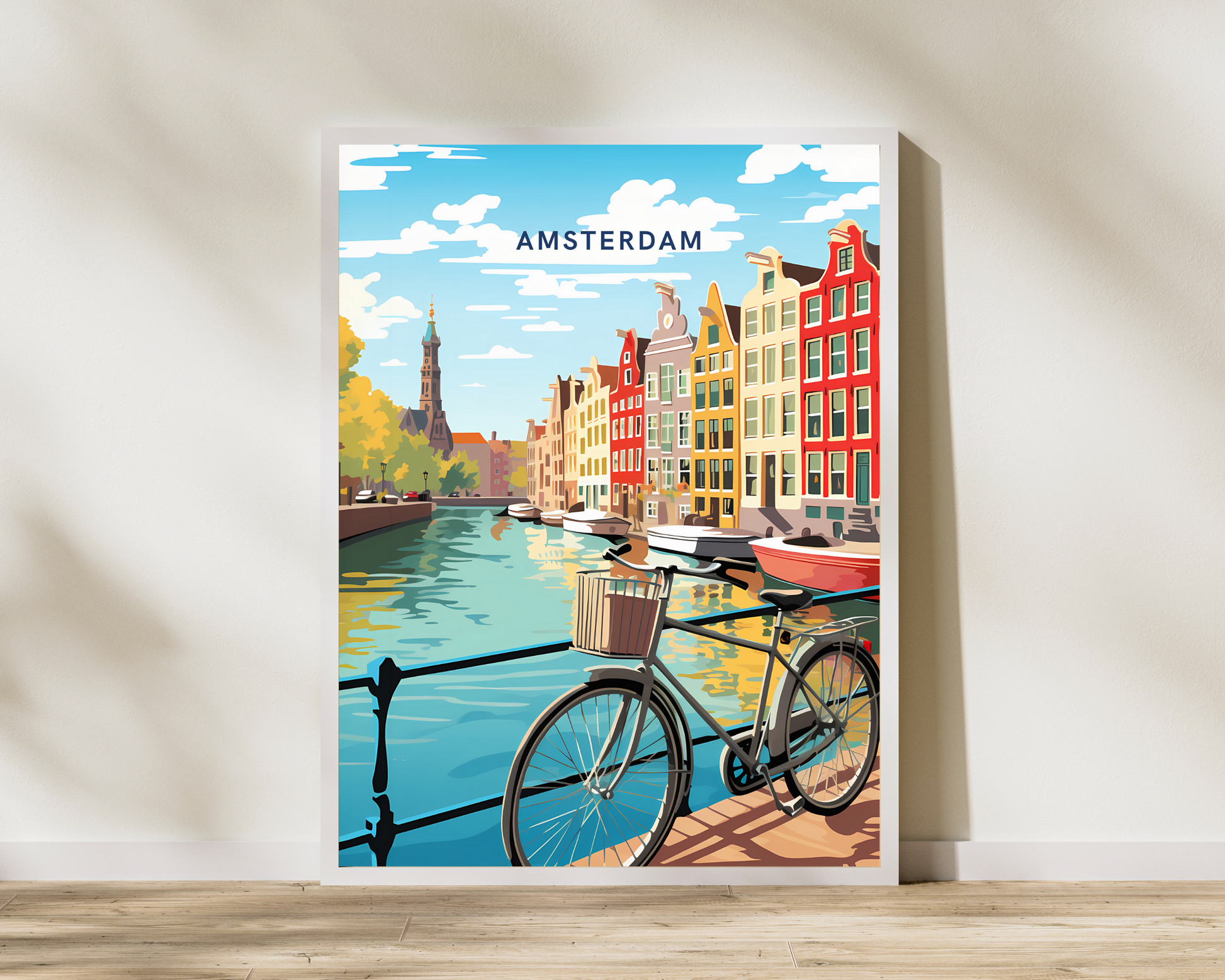 Biking Around Amsterdam Travel Poster Print - Pitchers Design