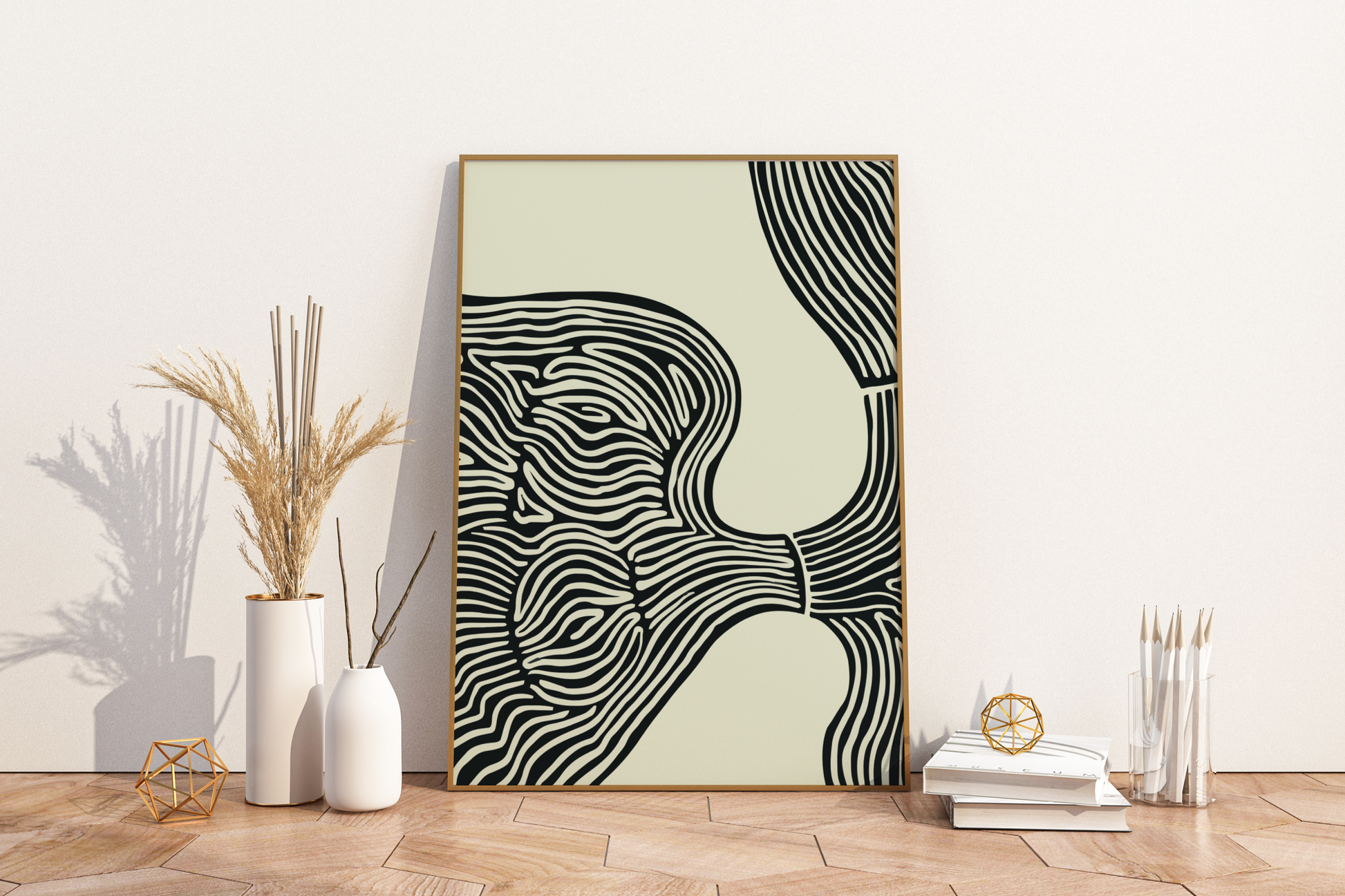 Black Lines Abstract Art Print No.3 Print Poster - Pitchers Design