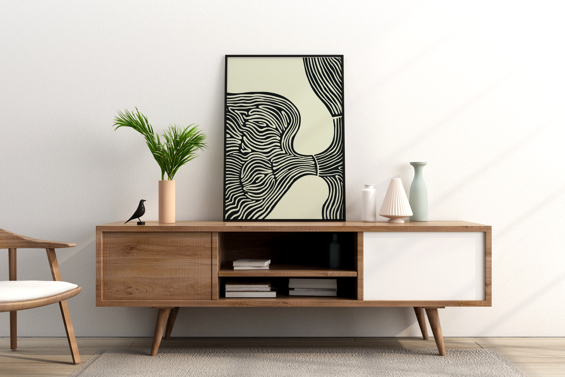 Black Lines Abstract Art Print No.3 Print Poster - Pitchers Design