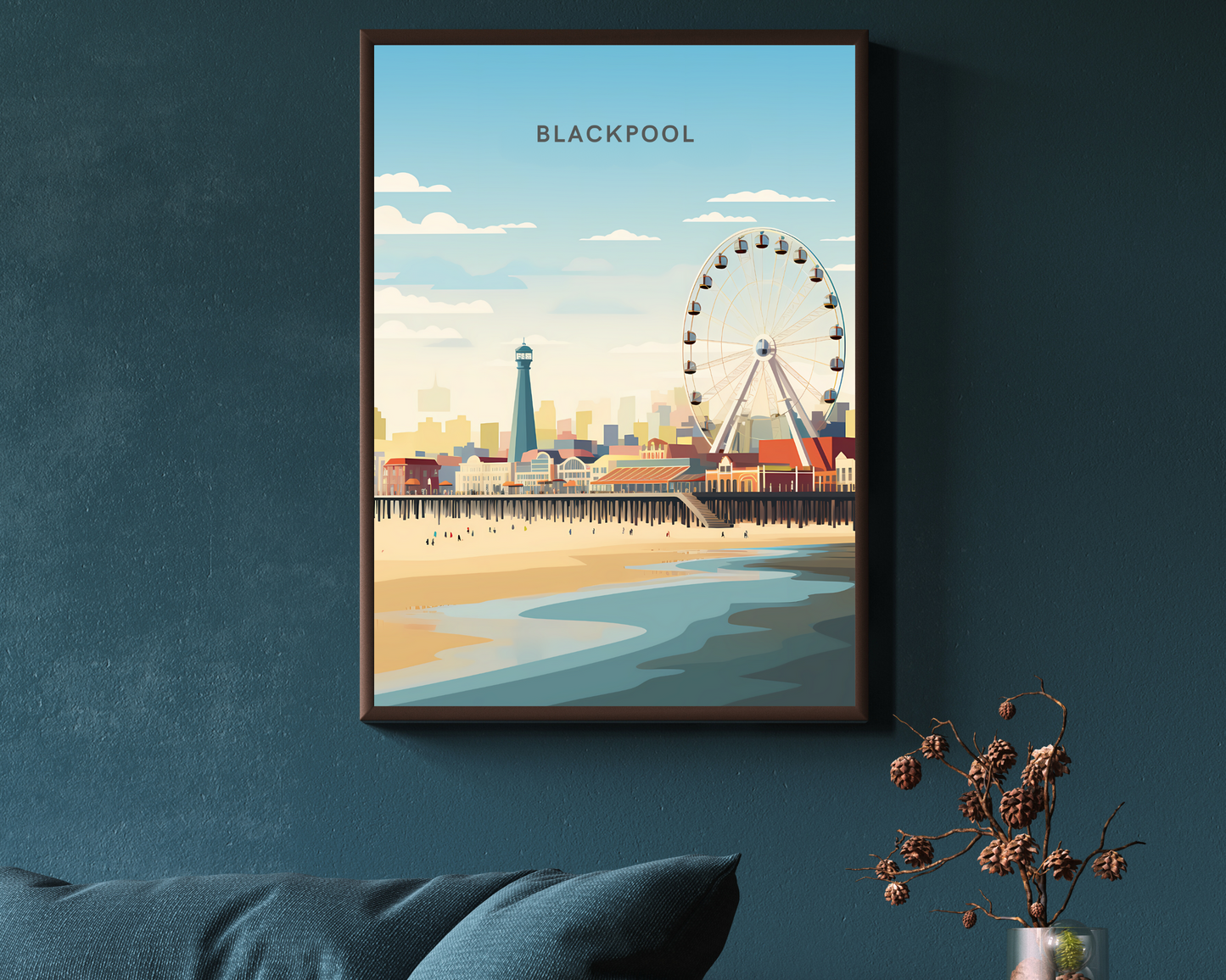 Blackpool Pier England Travel Poster Print - Pitchers Design