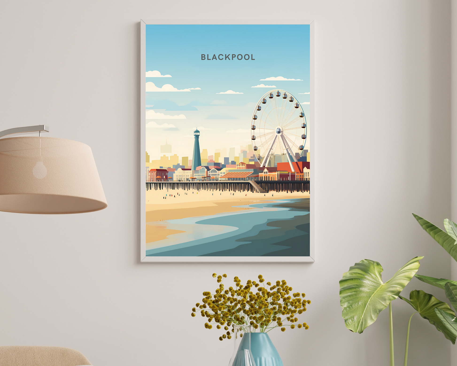 Blackpool Pier England Travel Poster Print - Pitchers Design