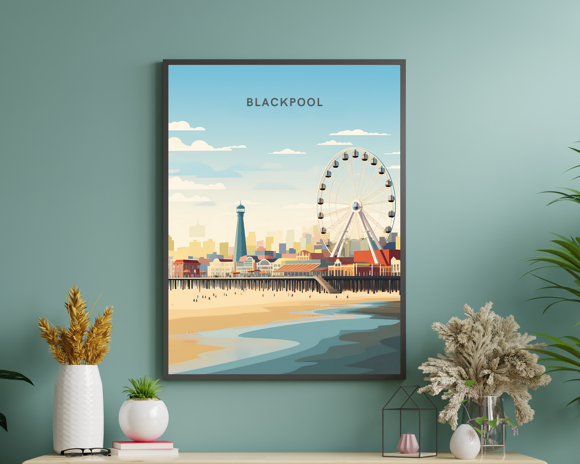 Blackpool Pier England Travel Poster Print - Pitchers Design