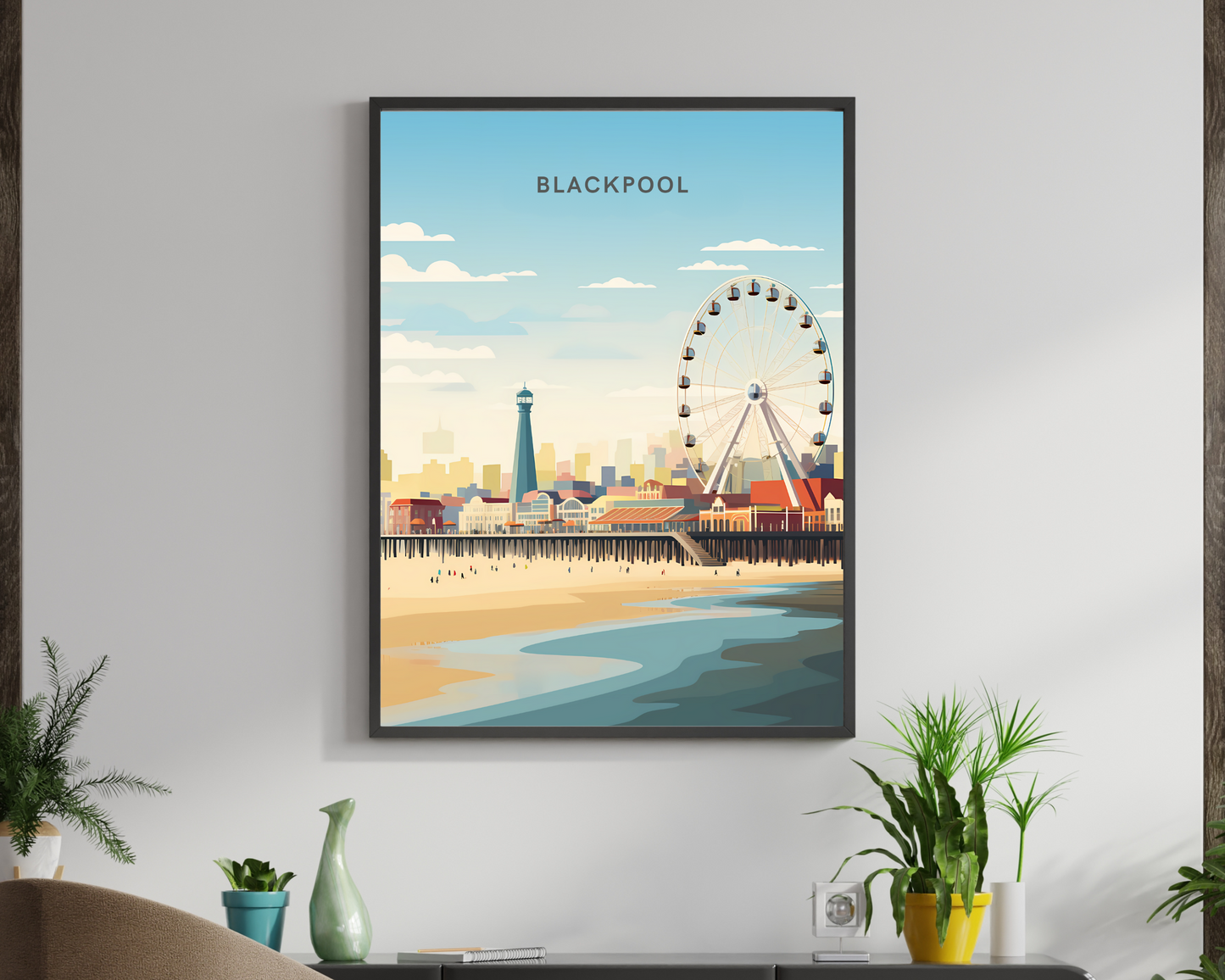 Blackpool Pier England Travel Poster Print - Pitchers Design