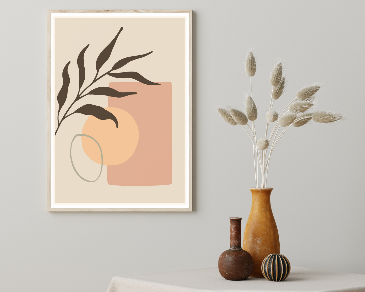 Set of 3 Boho Floral Neutral Colours Wall Art Prints - Pitchers Design