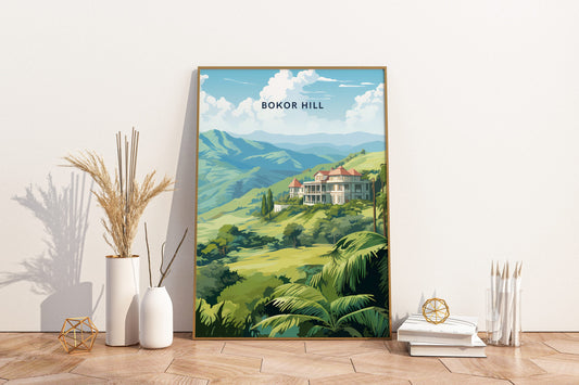 Bokor Hill Cambodia Travel Print Poster - Pitchers Design