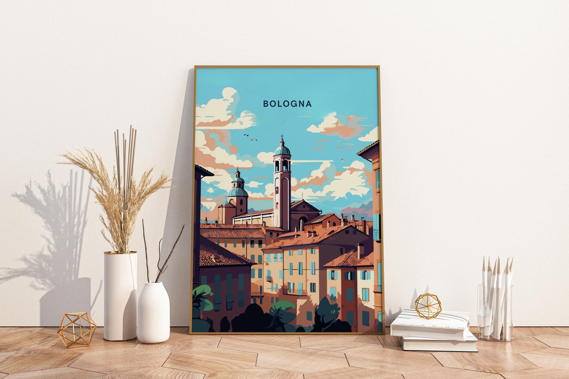 Bologna Rooftops Italy Travel Print Poster - Pitchers Design