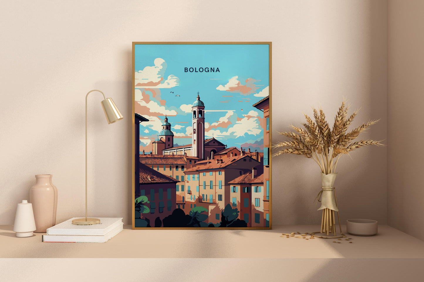 Bologna Rooftops Italy Travel Print Poster - Pitchers Design