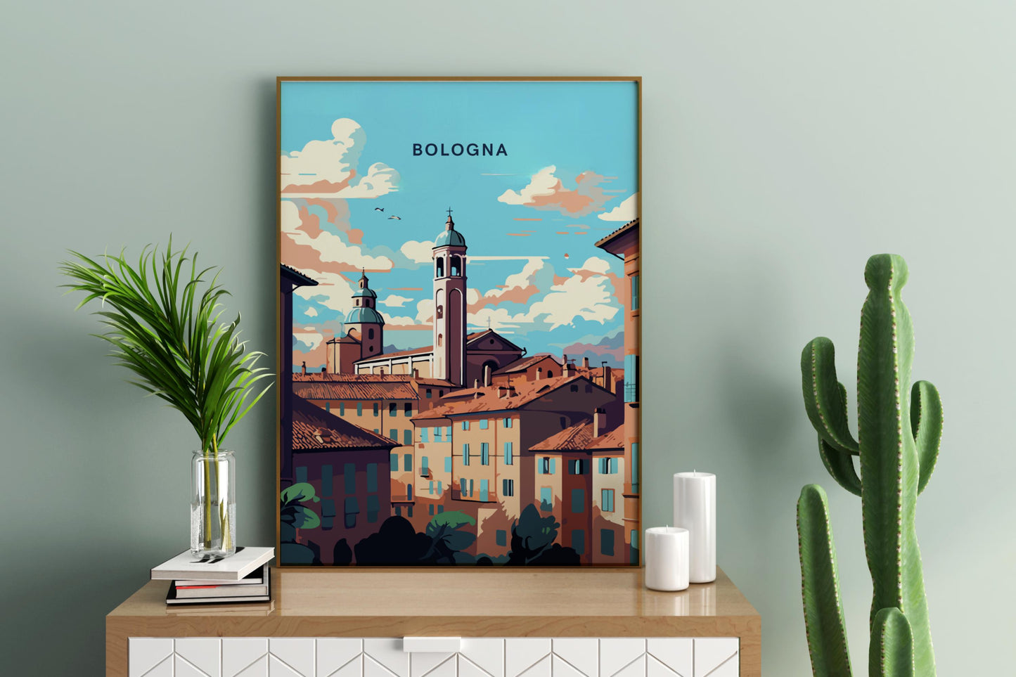 Bologna Rooftops Italy Travel Print Poster - Pitchers Design