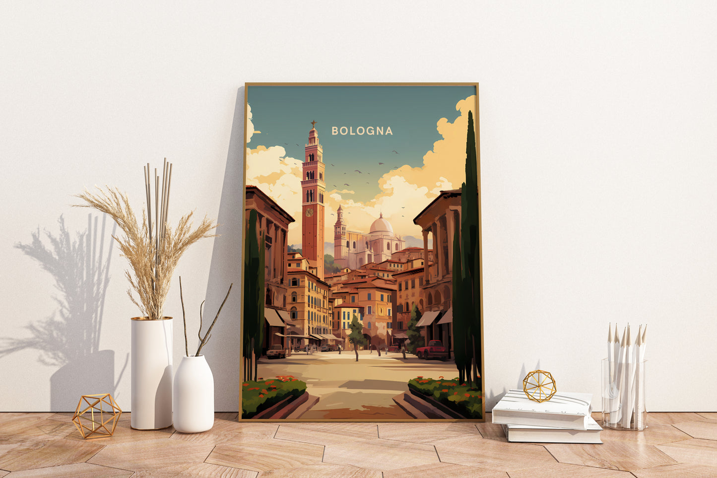 Bologna Italy Travel Print Poster - Pitchers Design