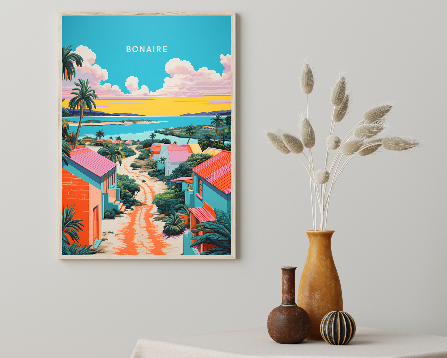 Bonaire Caribbean Travel Poster Print - Pitchers Design