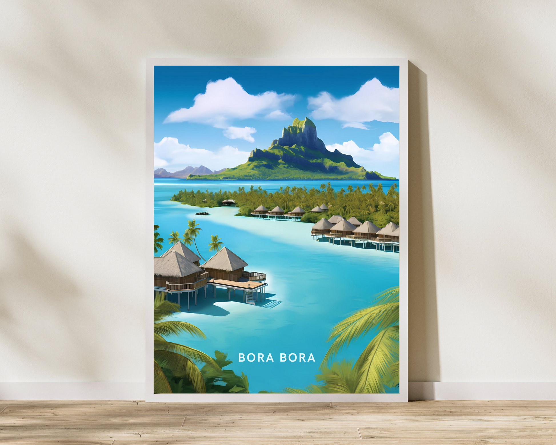 Bora Bora Villas French Polynesia Travel Poster Print - Pitchers Design