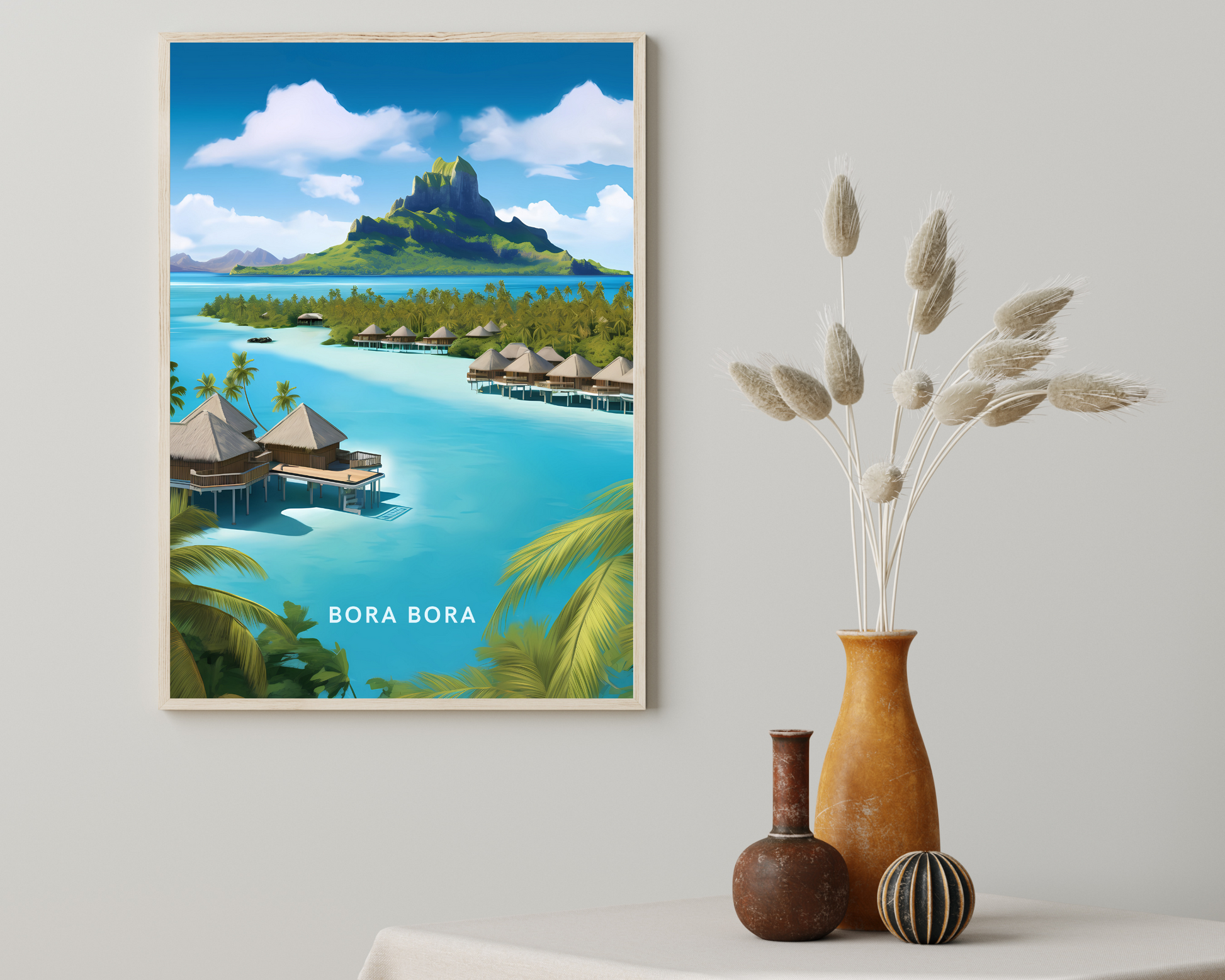 Bora Bora Villas French Polynesia Travel Poster Print - Pitchers Design