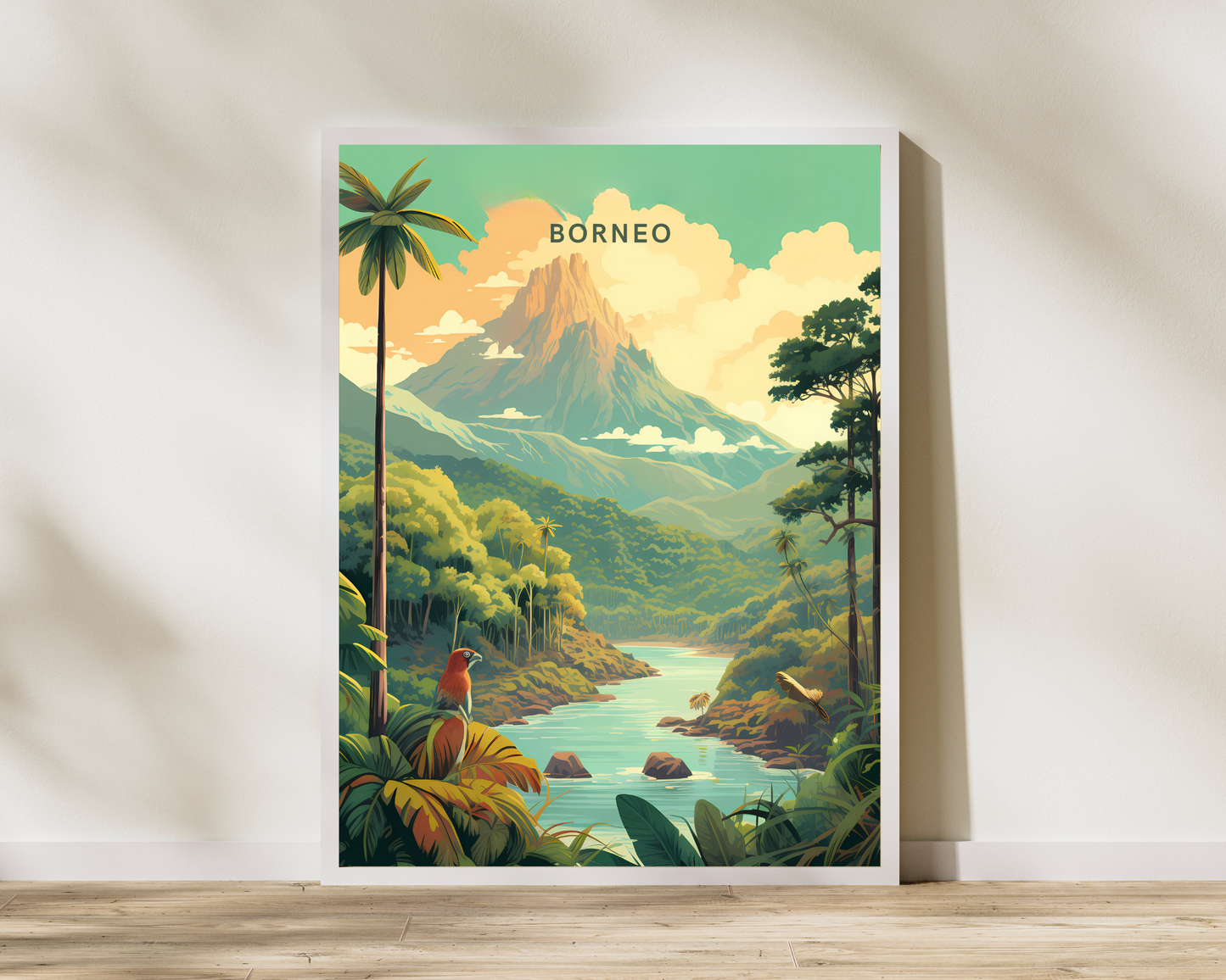 Borneo Malaysia & Indonesia Travel Poster Print - Pitchers Design