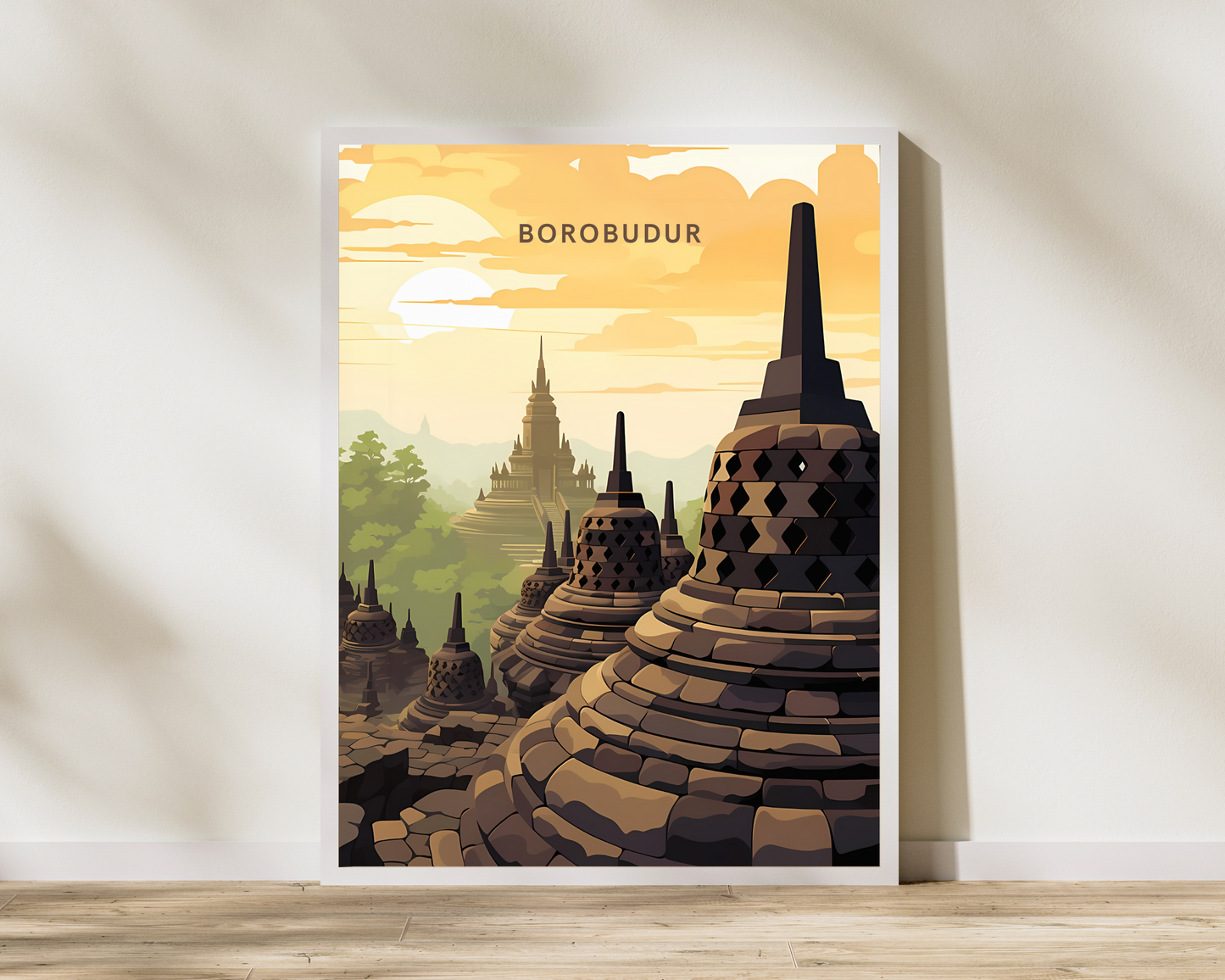 Borobudur Indonesia Travel Poster Print - Pitchers Design