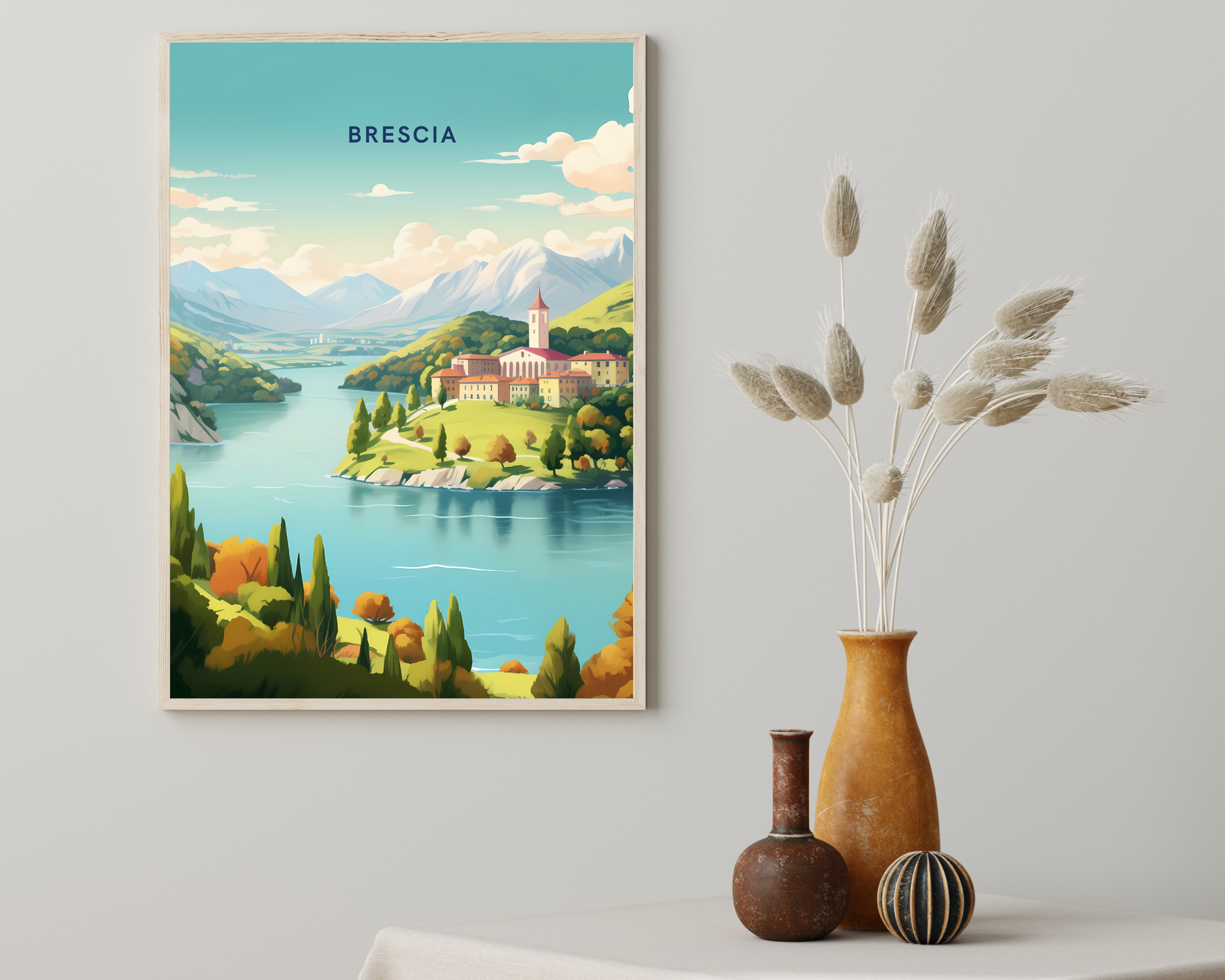 Brescia Italy Travel Poster Print - Pitchers Design