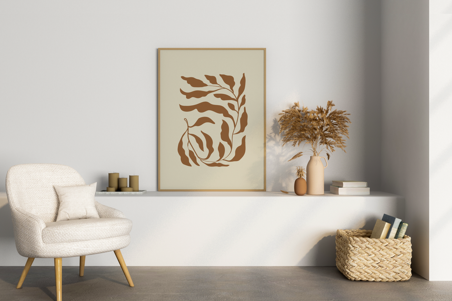 Brown Leaves Abstract Print Poster - Pitchers Design