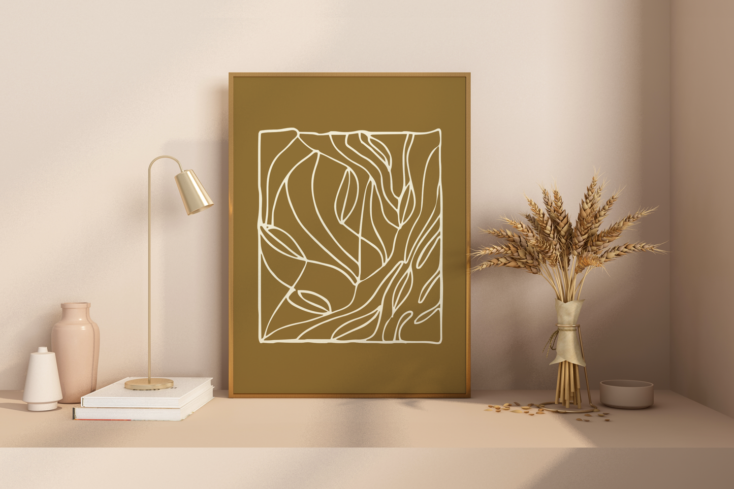 Brown Lines Abstract Line Art Print Print Poster - Pitchers Design