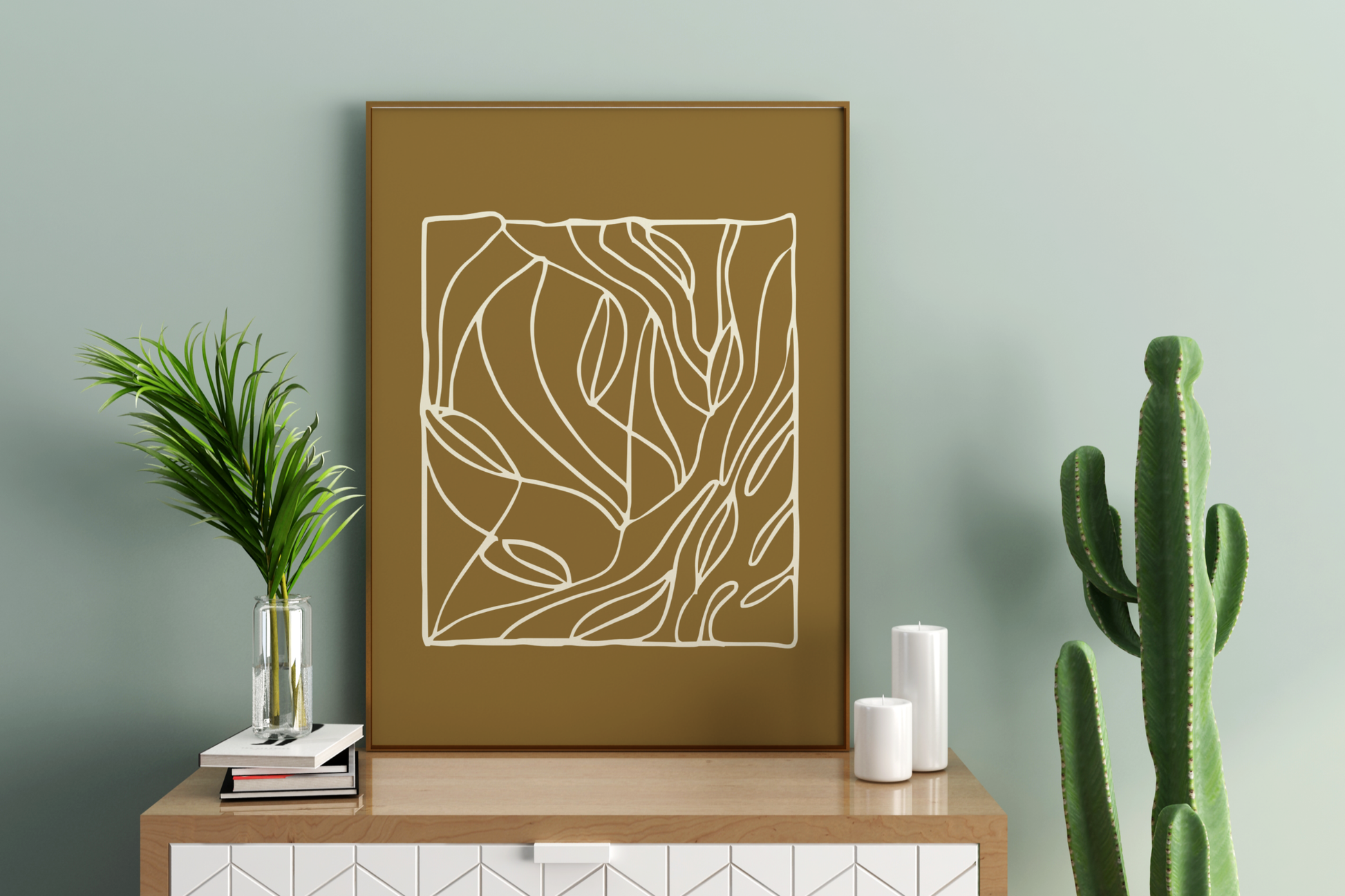 Brown Lines Abstract Line Art Print Print Poster - Pitchers Design