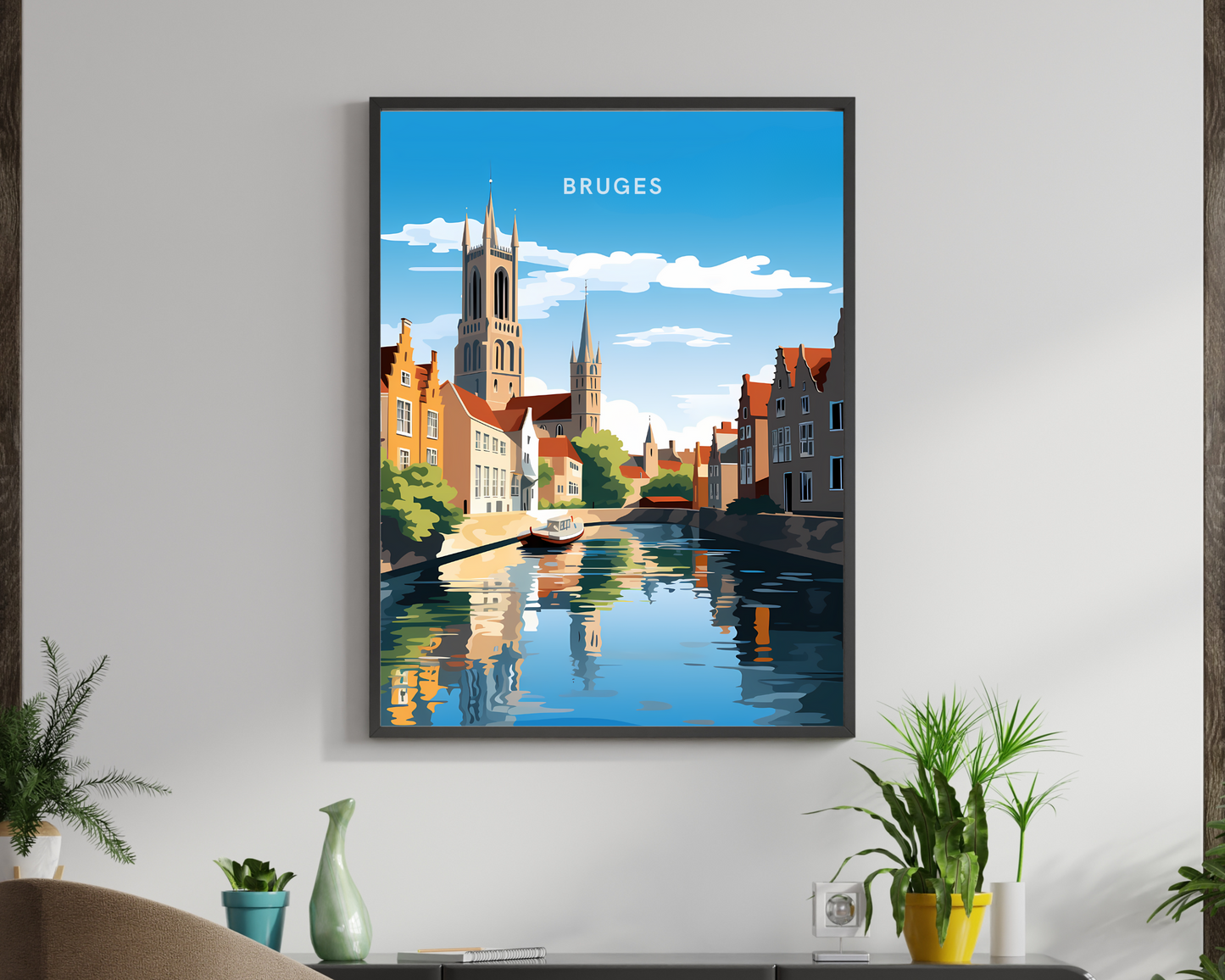 Bruges Belgium Travel Poster Print - Pitchers Design