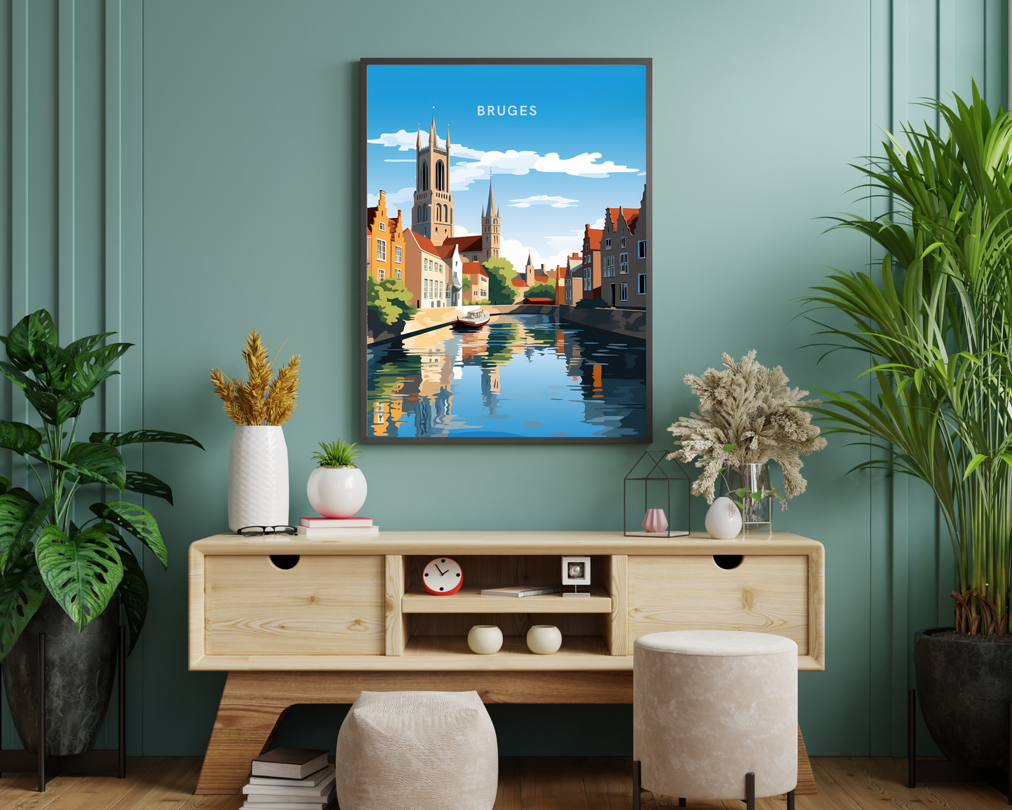 Bruges Belgium Travel Poster Print - Pitchers Design