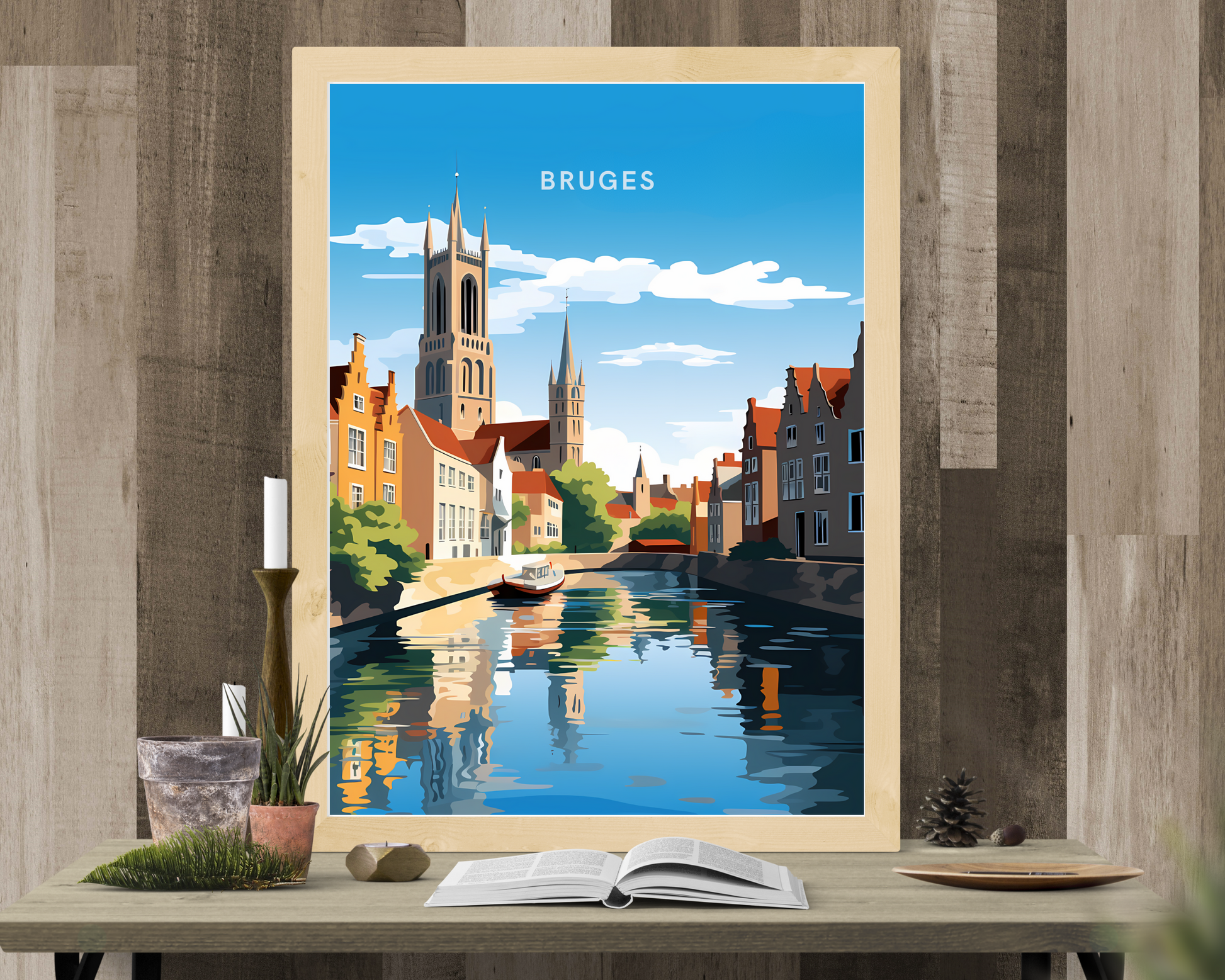 Bruges Belgium Travel Poster Print - Pitchers Design