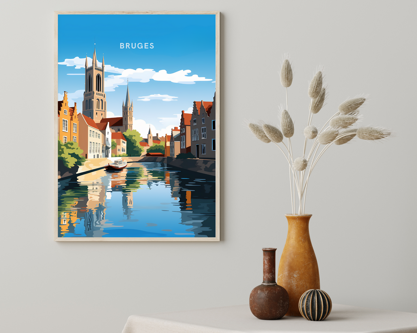 Bruges Belgium Travel Poster Print - Pitchers Design