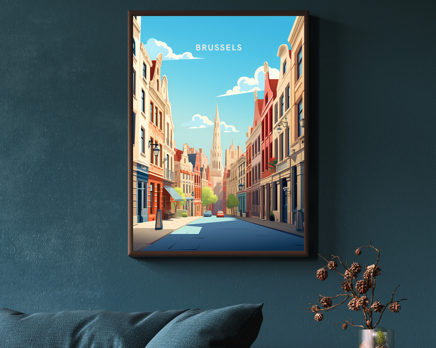 Brussels Belgium Travel Poster Print - Pitchers Design