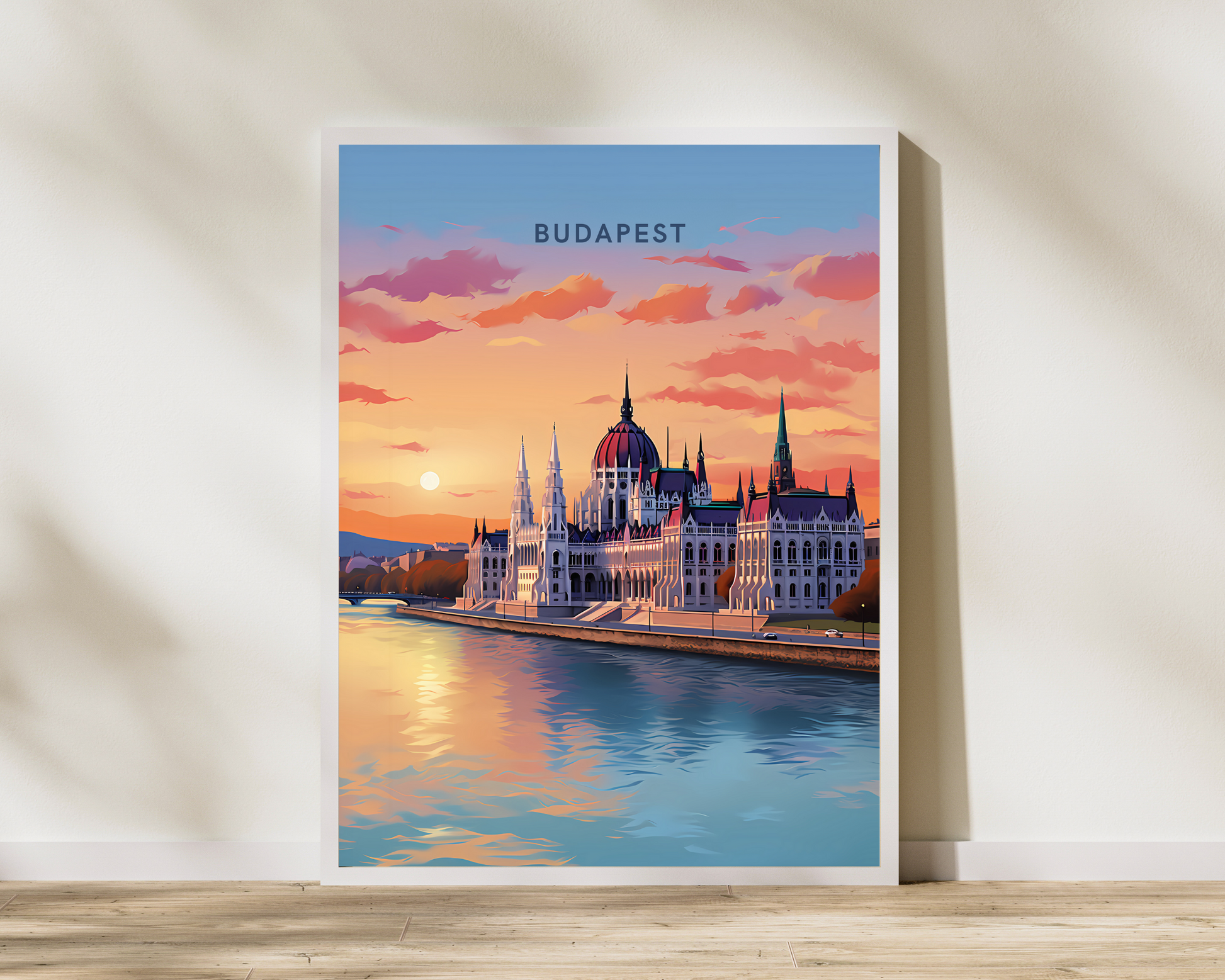 Budapest Danube River Hungary Travel Poster Print - Pitchers Design