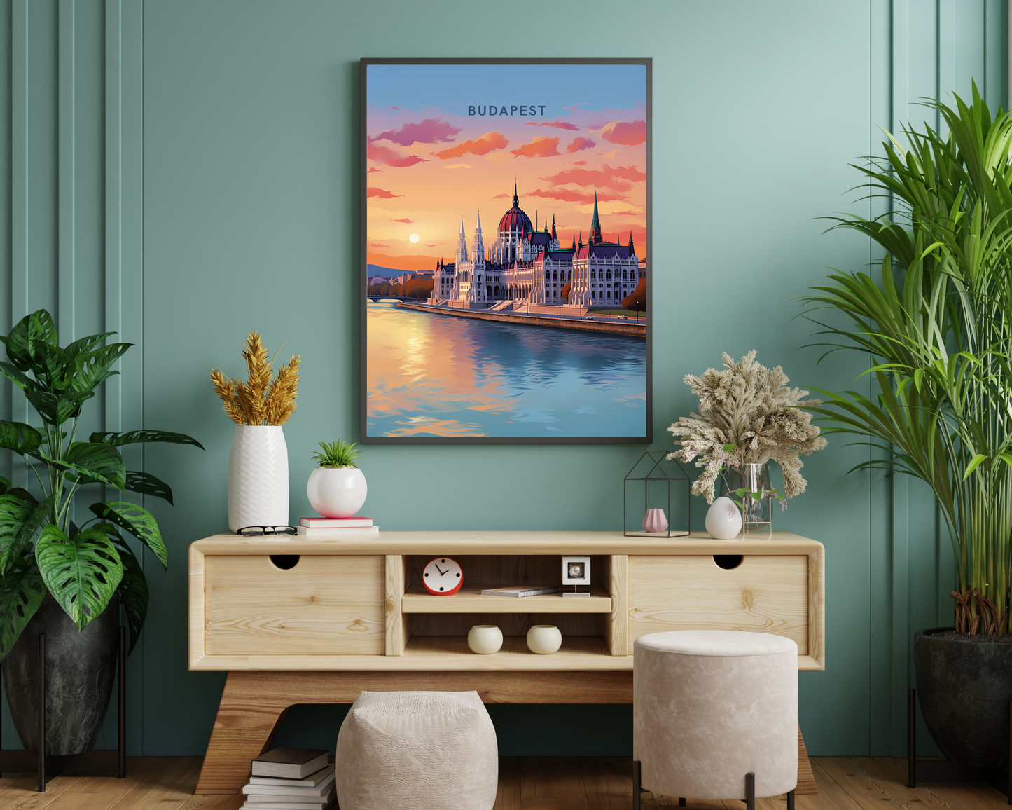 Budapest Danube River Hungary Travel Poster Print - Pitchers Design