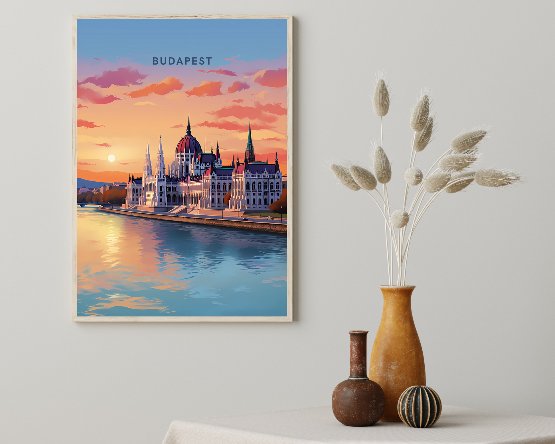 Budapest Danube River Hungary Travel Poster Print - Pitchers Design