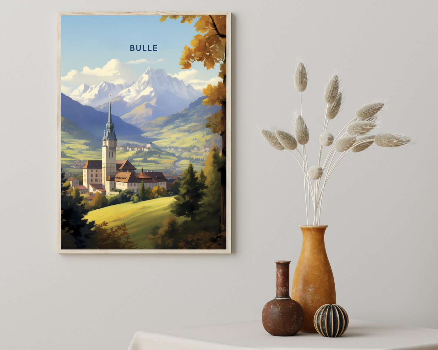 Bulle Switzerland Travel Poster Print - Pitchers Design