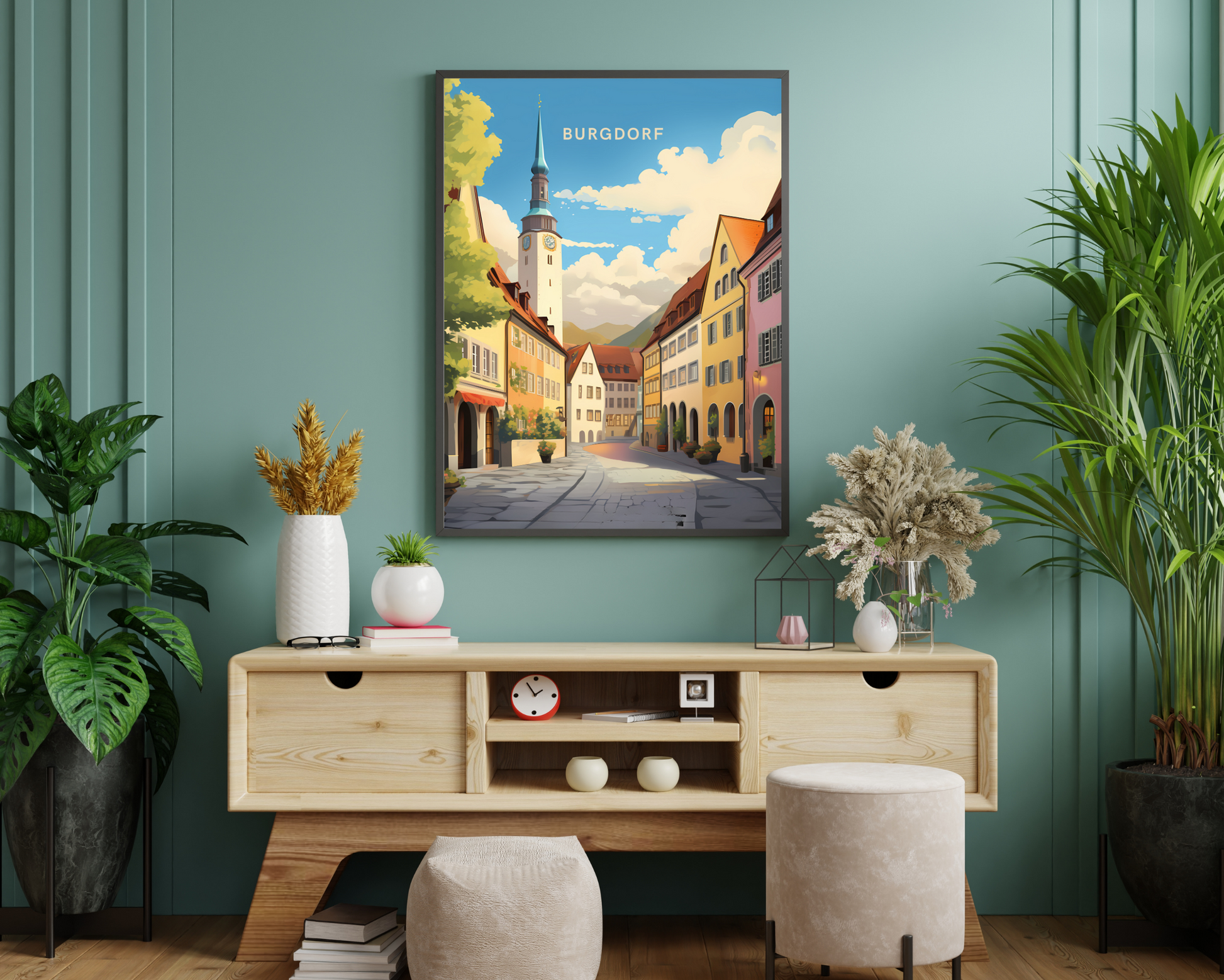 Burgdorf Switzerland Travel Poster Print - Pitchers Design