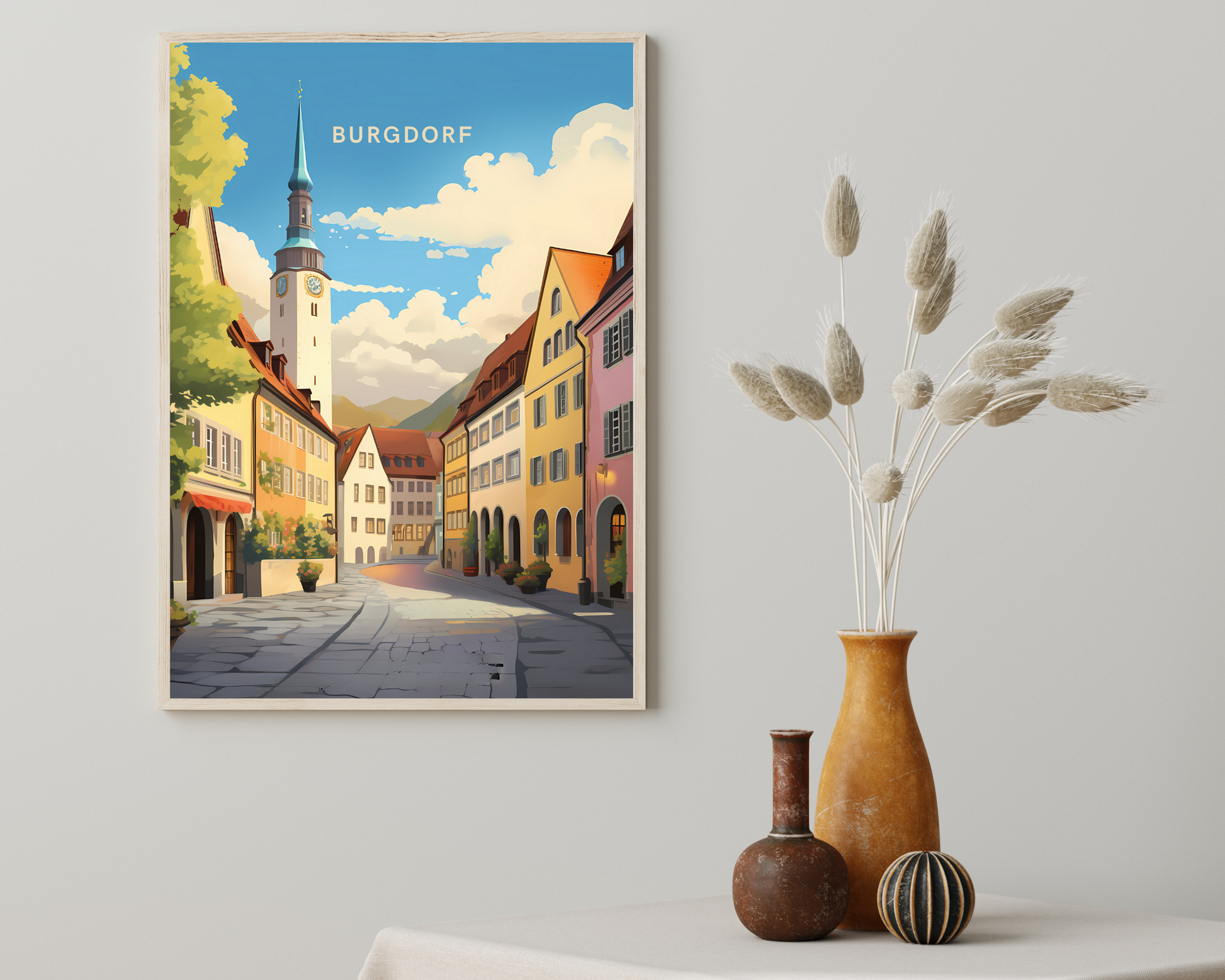 Burgdorf Switzerland Travel Poster Print - Pitchers Design