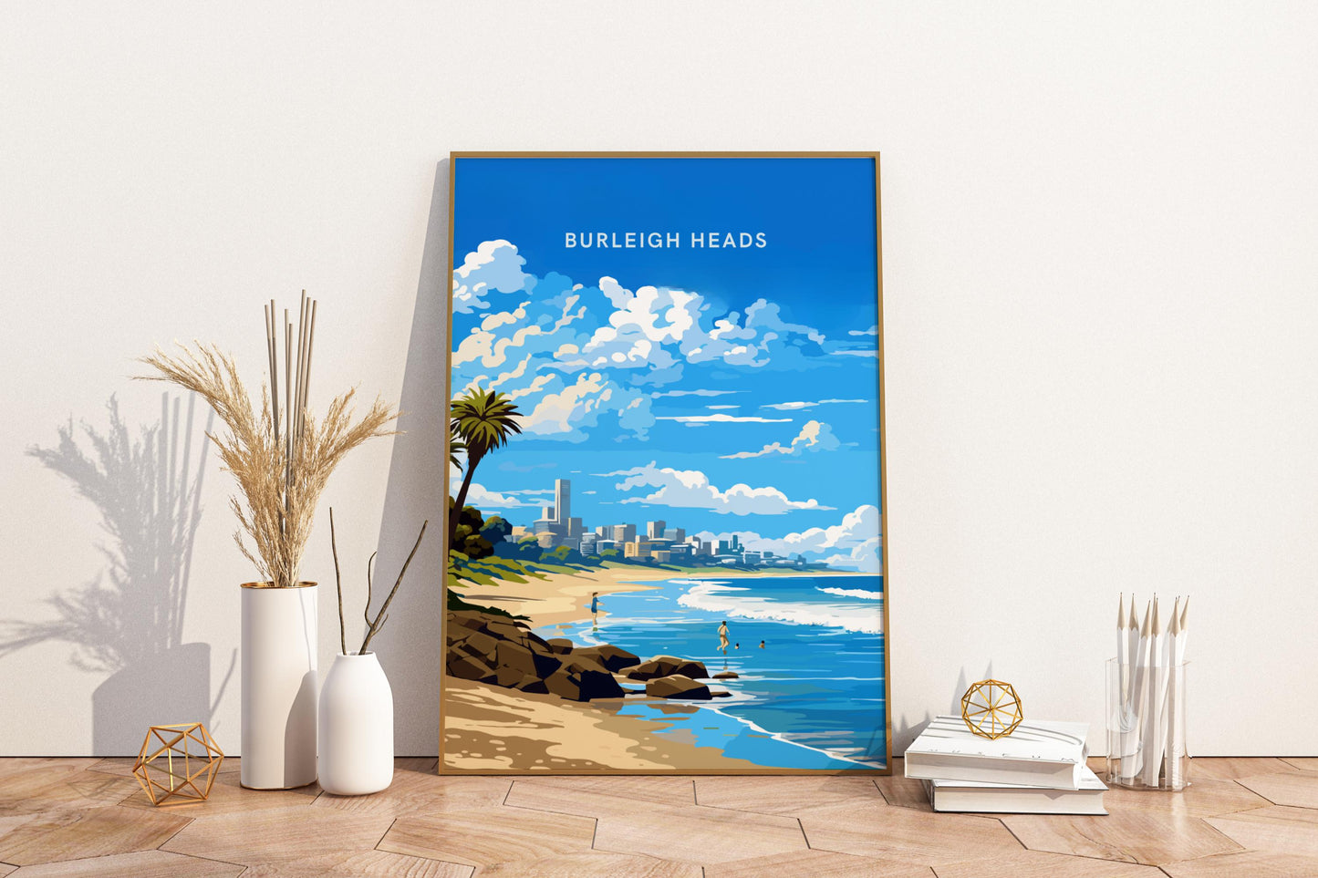 Burleigh Heads Queensland Australia Travel Print Poster - Pitchers Design