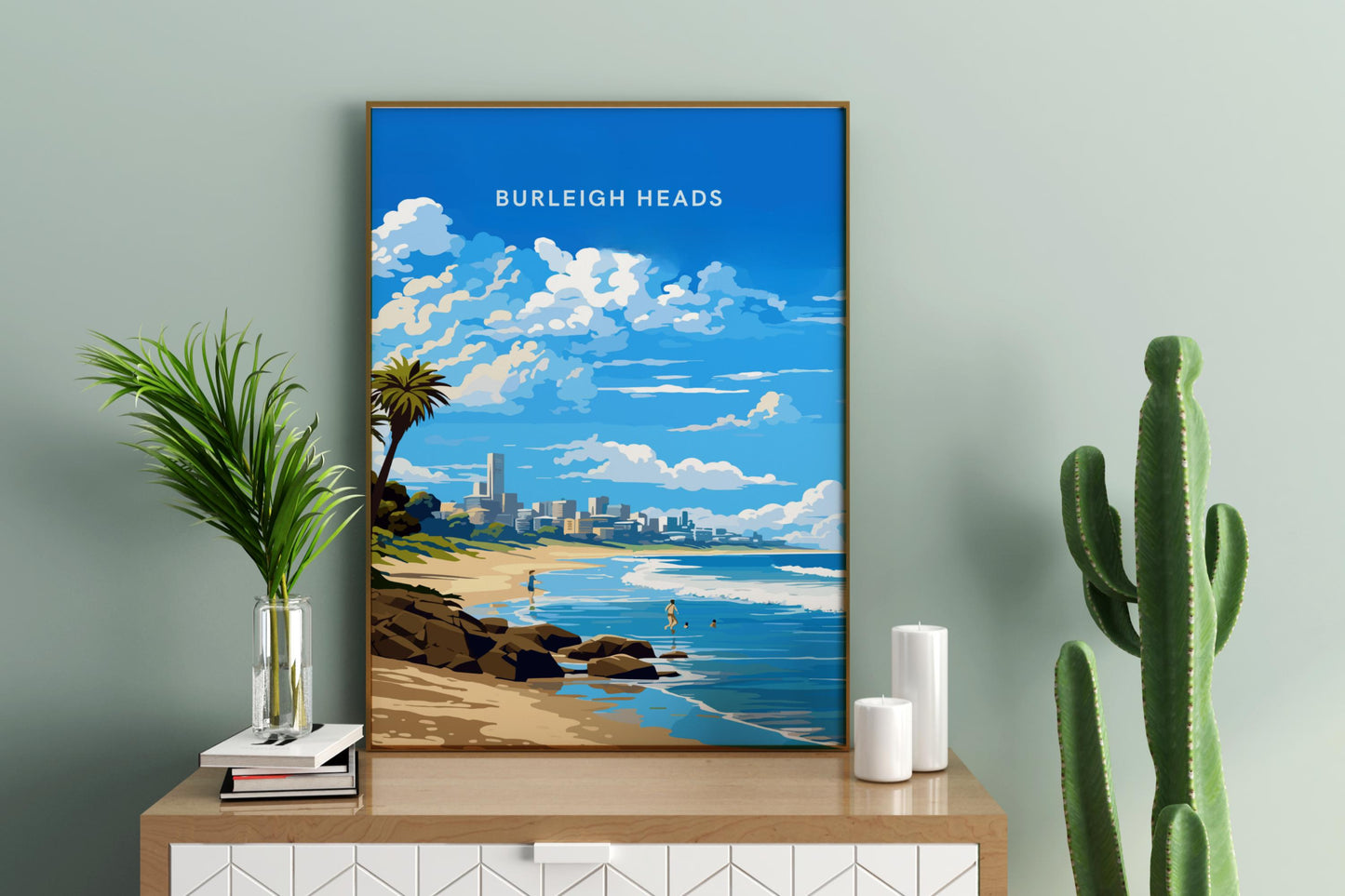 Burleigh Heads Queensland Australia Travel Print Poster - Pitchers Design